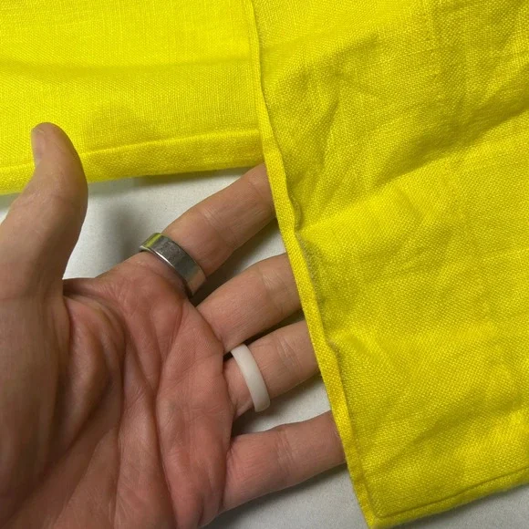 LOFT Marisa Yellow Linen Blend Wide Leg Pants Size 4 Casual Summer Coastal Beach - Picture 10 of 12